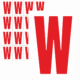 Čísla a písmena - Písmeno na samolepicí fólii PVC s bílým podkladem: W (Červené)