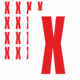 Čísla a písmena - Písmeno na samolepicí fólii PVC s bílým podkladem: X (Červené)