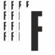 Čísla a písmena - Písmeno na samolepicí fólii PVC s bílým podkladem: F (Černé)