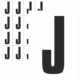 Čísla a písmena - Písmeno na samolepicí fólii PVC s bílým podkladem: J (Černé)