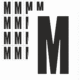 Čísla a písmena - Písmeno na samolepicí fólii PVC s bílým podkladem: M (Černé)