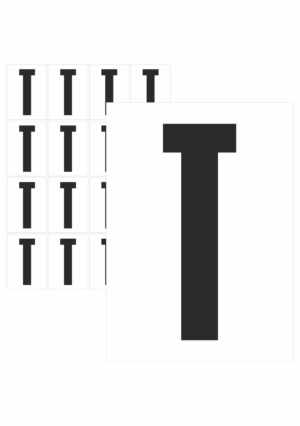 Čísla a písmena - Písmeno na samolepicí fólii PVC s bílým podkladem: T (Černé)