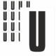 Čísla a písmena - Písmeno na samolepicí fólii PVC s bílým podkladem: U (Černé)