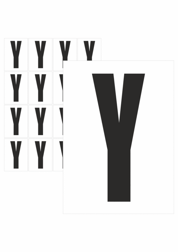 Čísla a písmena - Písmeno na samolepicí fólii PVC s bílým podkladem: Y (Černé)