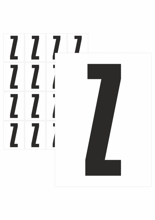 Čísla a písmena - Písmeno na samolepicí fólii PVC s bílým podkladem: Z (Černé)