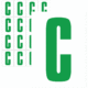 Čísla a písmena - Písmeno na samolepicí fólii PVC s bílým podkladem: C (Zelené)