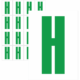 Čísla a písmena - Písmeno na samolepicí fólii PVC s bílým podkladem: H (Zelené)