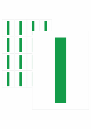 Čísla a písmena - Písmeno na samolepicí fólii PVC s bílým podkladem: I (Zelené)