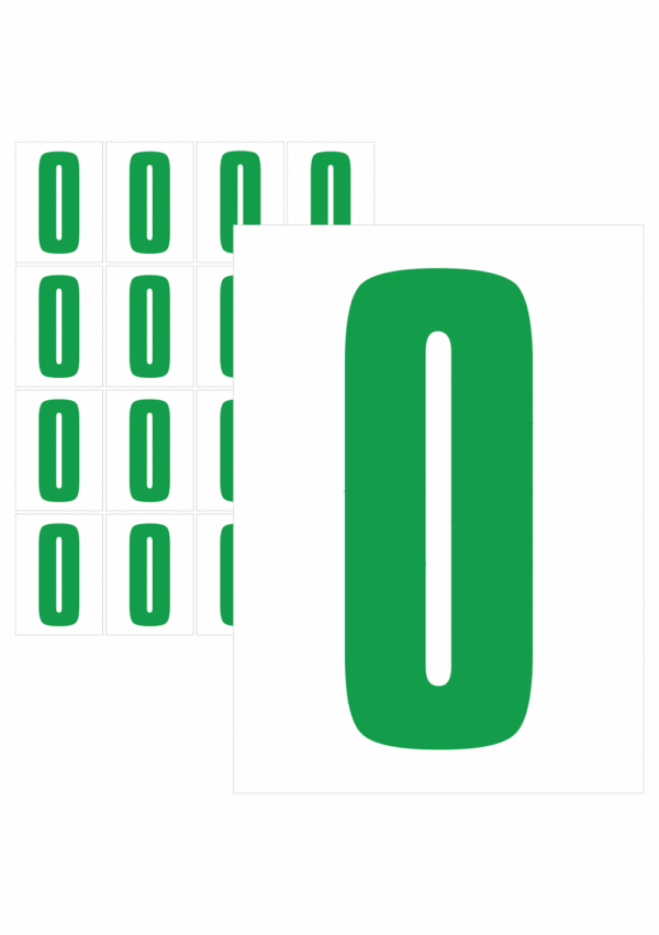 Čísla a písmena - Písmeno na samolepicí fólii PVC s bílým podkladem: O (Zelené)