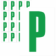 Čísla a písmena - Písmeno na samolepicí fólii PVC s bílým podkladem: P (Zelené)