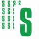 Čísla a písmena - Písmeno na samolepicí fólii PVC s bílým podkladem: S (Zelené)