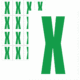 Čísla a písmena - Písmeno na samolepicí fólii PVC s bílým podkladem: X (Zelené)