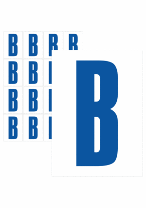 Čísla a písmena - Písmeno na samolepicí fólii PVC s bílým podkladem: B (Modré)