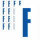 Čísla a písmena - Písmeno na samolepicí fólii PVC s bílým podkladem: F (Modré)