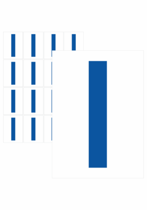 Čísla a písmena - Písmeno na samolepicí fólii PVC s bílým podkladem: I (Modré)