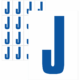 Čísla a písmena - Písmeno na samolepicí fólii PVC s bílým podkladem: J (Modré)