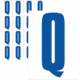 Čísla a písmena - Písmeno na samolepicí fólii PVC s bílým podkladem: Q (Modré)