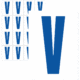 Čísla a písmena - Písmeno na samolepicí fólii PVC s bílým podkladem: V (Modré)