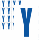 Čísla a písmena - Písmeno na samolepicí fólii PVC s bílým podkladem: Y (Modré)