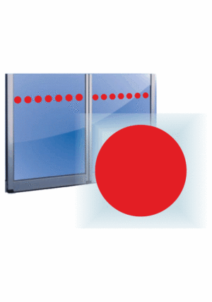 Značení budov - Značení prosklených ploch: Červený kruh