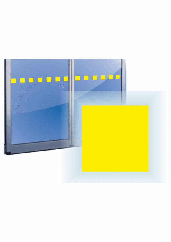 Značení budov - Značení prosklených ploch: Žlutý čtverec