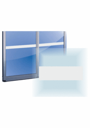 Značení budov - Značení prosklených ploch: Pás v barvě mléčného skla