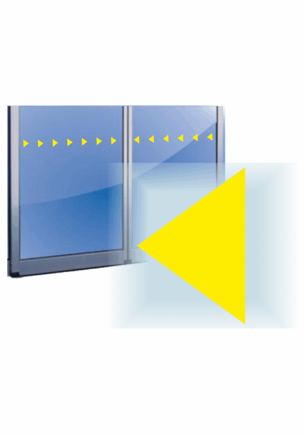 Značení budov - Značení prosklených ploch: Žlutý trojúhelník
