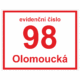 Značení budov - Značení ulic a domů: Evidenční číslo (Bílé s červeným písmem)