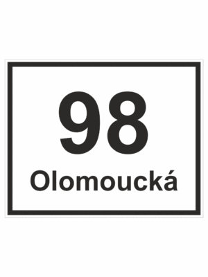 Značení budov - Značení ulic a domů: Číslo orientační (Bílé s černým písmem)
