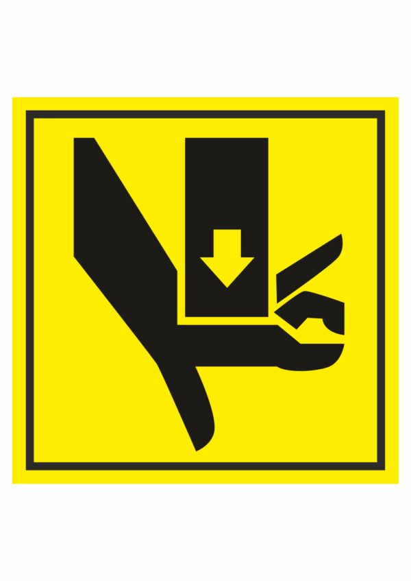 Značení strojů dle ISO 11 684 - Symboly: Nebezpečí stlačení ruky shora