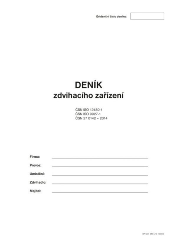 Deník zdvihacího zařízení