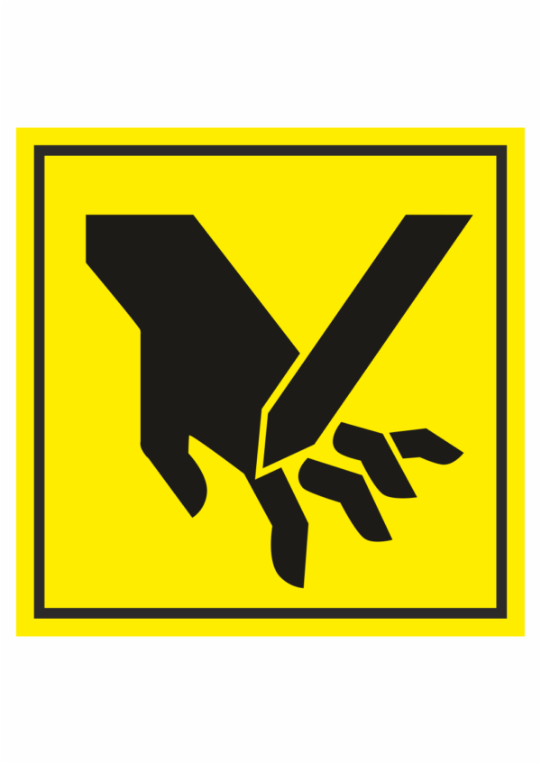 Značení strojů dle ISO 11 684 - Symboly: Nebezpečí oddělení prstů nebo dlaně