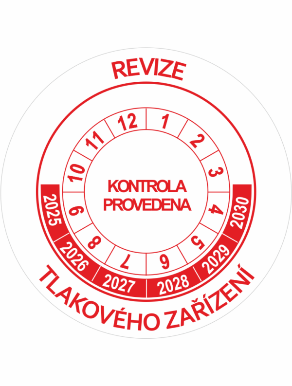 Revizní a kalibrační kolečka - 6 let: Revize tlakového zařízení 2025-2030