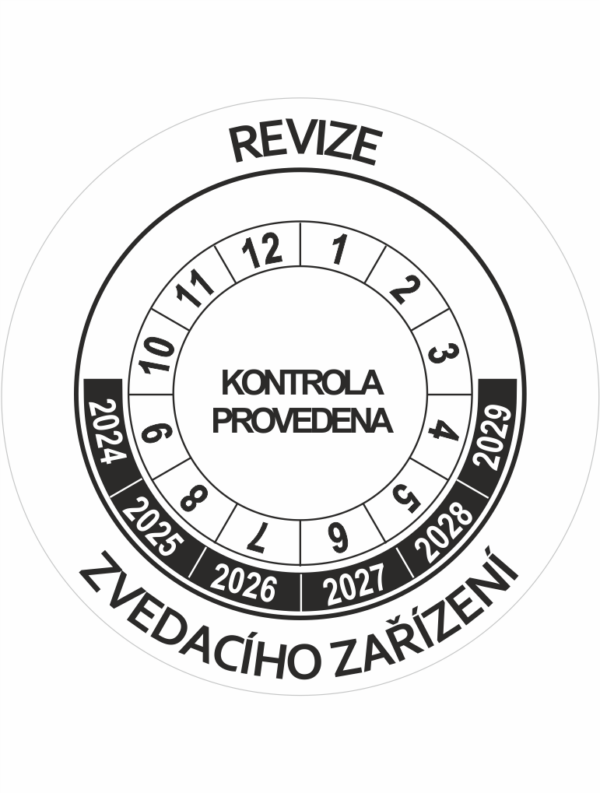 Revizní a kalibrační kolečka - 6 let: Revize zvedacího zařízení 2024-2029