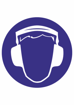 Příkazová bezpečnostní značka: Symbol bez textu - Použij chrániče sluchu