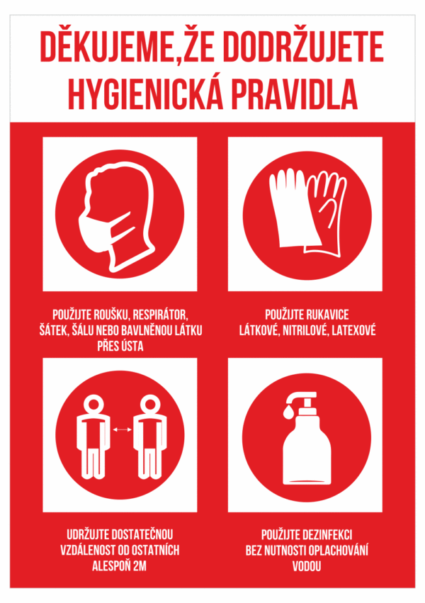 Dodržujte hygienická pravidla červená