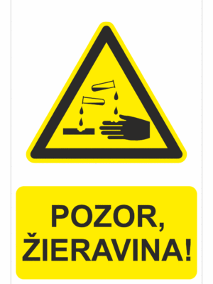 Bezpečnostné značky výstražné - Výstražná značka s textom: Pozor, žieravina!