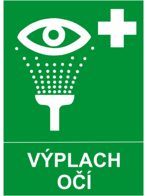 Bezpečnostné značky záchranné - text + symbol: Výplach očí
