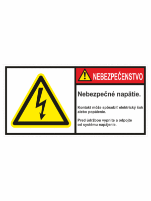 Značenie stojov - Značenie podľa ISO 3864: Nebezpečenstvo / Nebezpečné napätie, Kontakt može sposobit šok