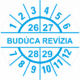 Kontrolné a kalibračné značení - Koliesko na 4 roky: Štítok Budúca revízia 26/27/28/29 (Modré)