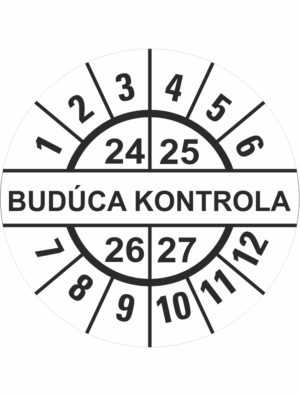 Kontrolné a kalibračné značení - Koliesko na 4 roky: Štítok Budúca kontrola 24/25/26/27 (Čierné)