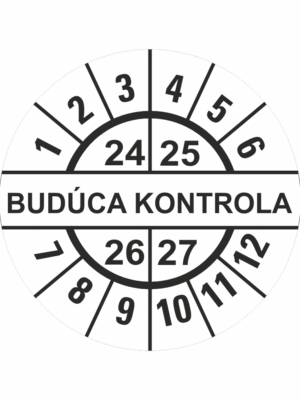 Kontrolné a kalibračné značení - Koliesko na 4 roky: Štítok Budúca kontrola 24/25/26/27 (Čierné)