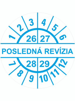 Kontrolné a kalibračné značení - Koliesko na 4 roky: Posledná revízia 26/27/28/29 (Modré)