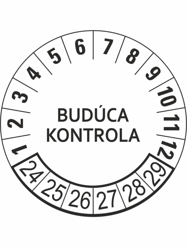 Kontrolné a kalibračné značení - Koliesko na 6 rokov: Budúca kontrola 23/24/25/26/27/28 (Oranžové)