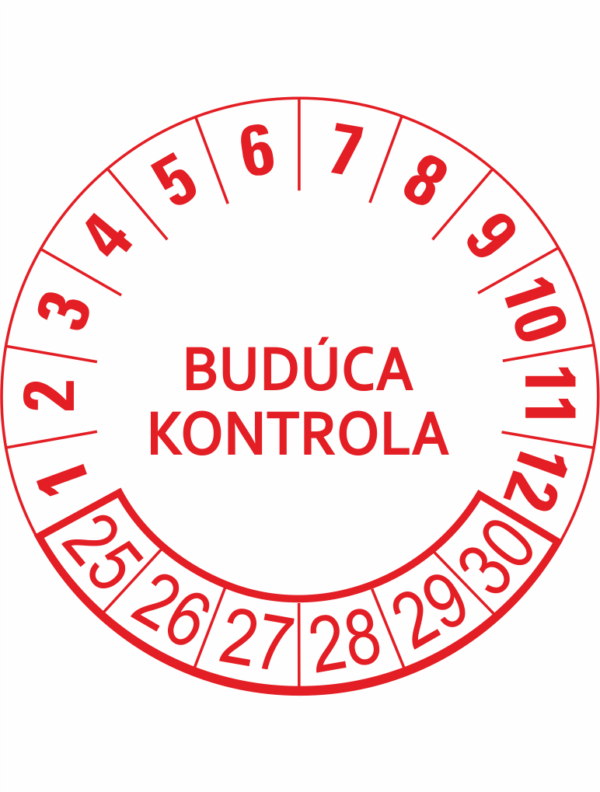 Kontrolné a kalibračné značení - Koliesko na 6 rokov: Budúca kontrola 23/24/25/26/27/28 (Oranžové)