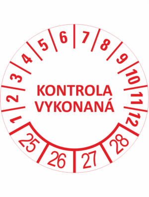 Kontrolné a kalibračné značení - Koliesko na 4 roky: Kontrola vykonaná 25/26/27/28 (Červené)