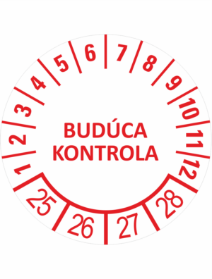 Kontrolné a kalibračné značení - Koliesko na 4 roky: Budúca kontrola 2025/26/27/28 (Červené)