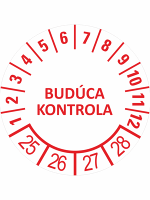 Kontrolné a kalibračné značení - Koliesko na 4 roky: Budúca kontrola 2025/26/27/28 (Červené)