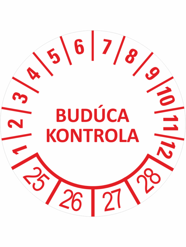 Kontrolné a kalibračné značení - Koliesko na 4 roky: Budúca kontrola 2025/26/27/28 (Červené)