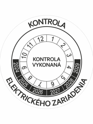 Kontrolné a kalibračné značení - Koliesko na 6 rokov: Kontrola elektrického zariadenia / Kontrola vykonaná 2024-2029 (Čierné)